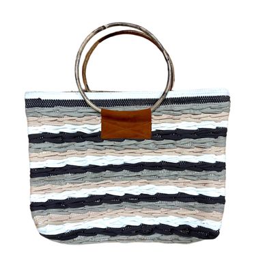 Woven Bag With Bambou Handel / 30*40 cm / شنطة منسوجة بيد بامبو