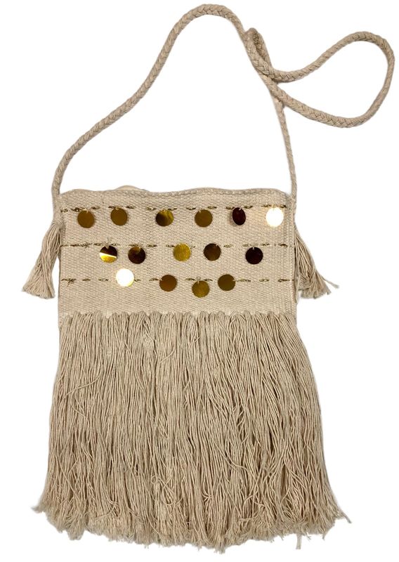 Woven Threads Cross Bag With Sequins / 28*28 cm / شنطة كروس من الخيوط المنسوجة و الترتر