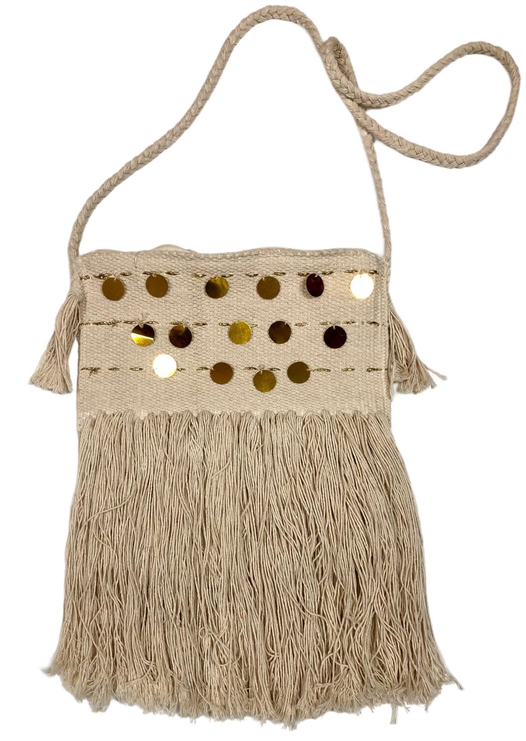 Woven Threads Cross Bag With Sequins / 28*28 cm / شنطة كروس من الخيوط المنسوجة و الترتر
