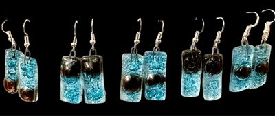 Rectangular 2 Colors Glass Earrings/ حلق زجاج مستطيل ٢ لون