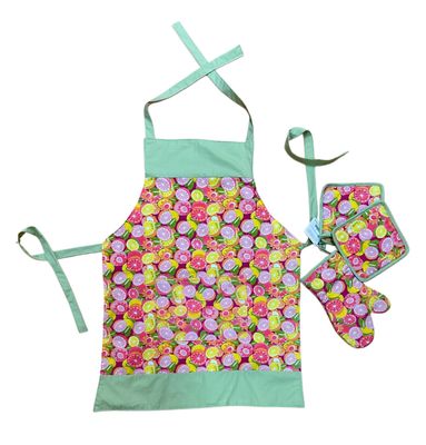 Kitchen apron set - 4 Pieces / 85*65 cm / طقم مريلة مطبخ - ٤ قطع