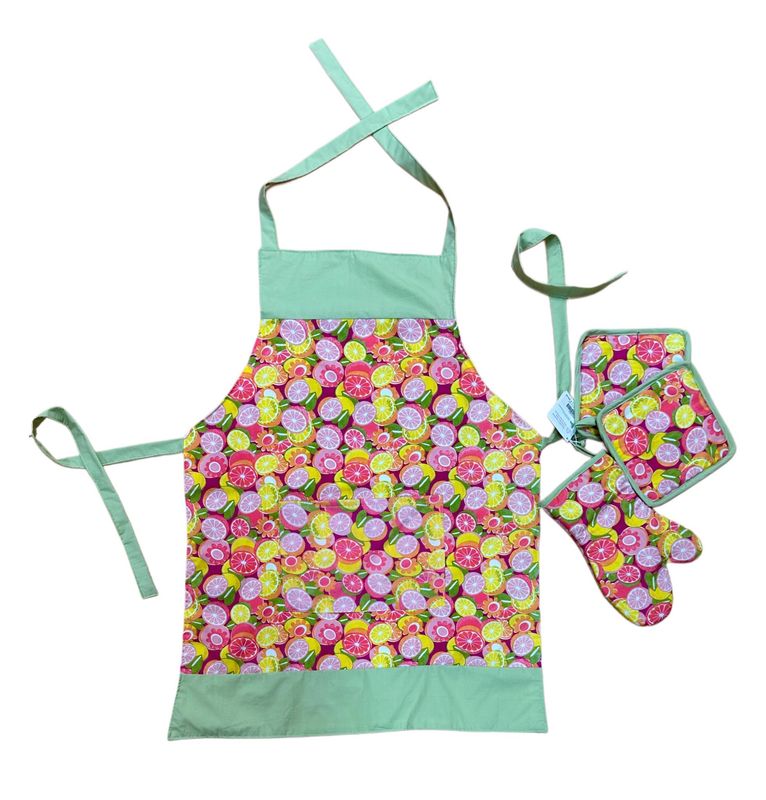 Kitchen apron set - 4 Pieces / 85*65 cm / طقم مريلة مطبخ - ٤ قطع