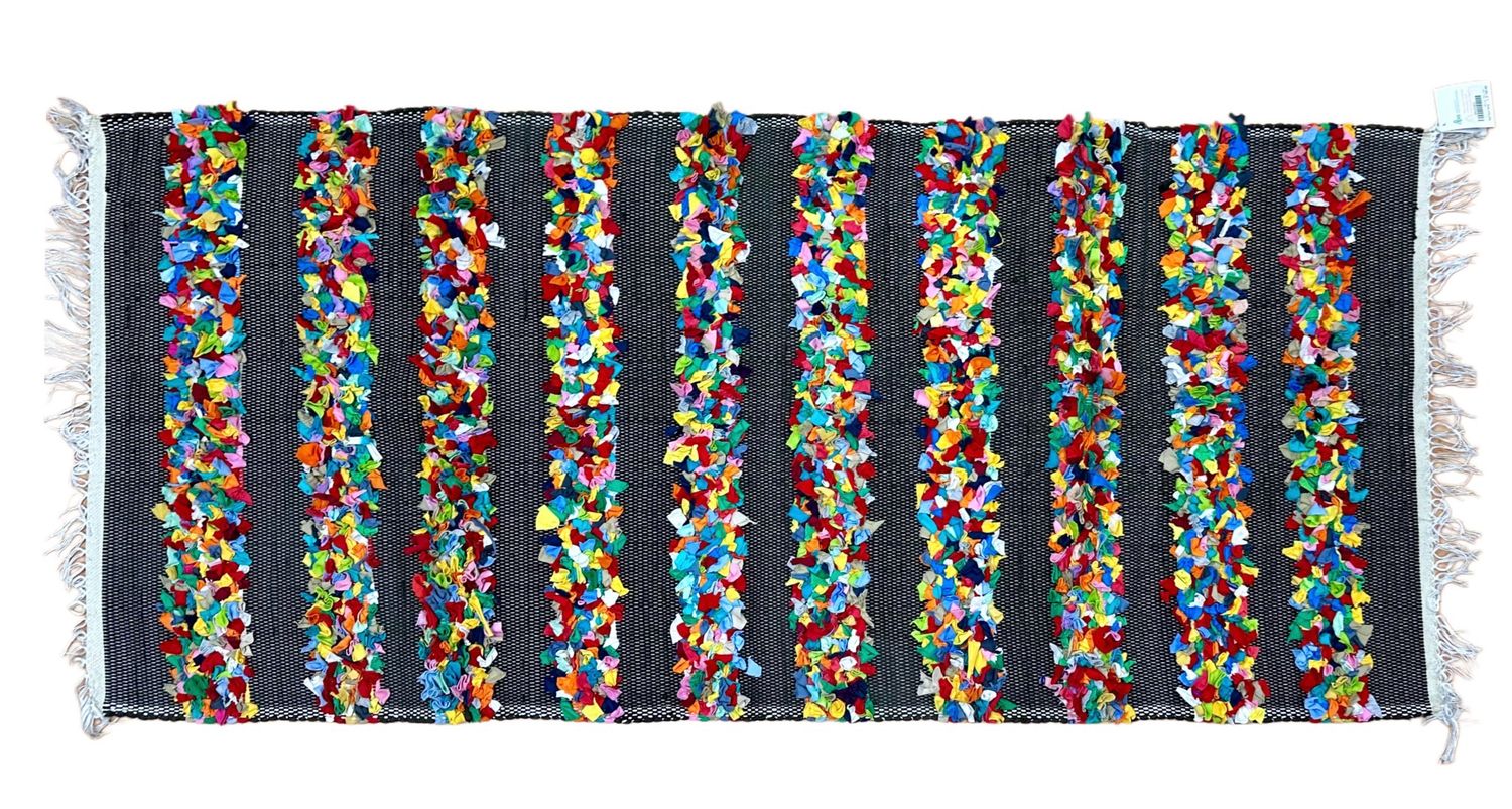 Striped Shaggy and Plain Rug / 80 *160 cm / سجادة مقلمة نسيج منكوش في سادة