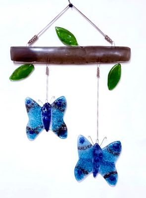 Glass Butterfly Wall Hanging / 26*33 cm /عليقة حائط فراش زجاجي