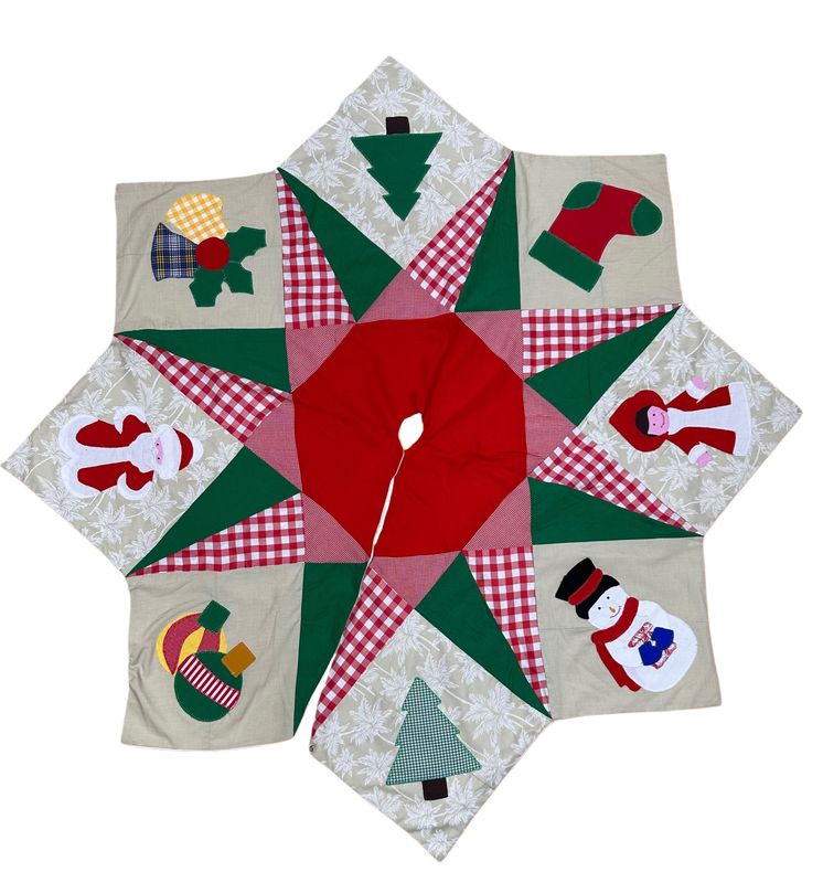 Patchwork &amp; Applique Tree Skirt / 100 cm / قاعدة شجرةباتشورك و ابليك