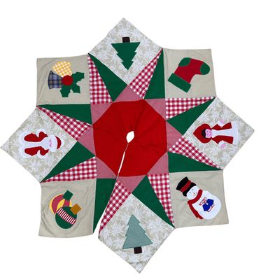 Patchwork &amp; Applique Tree Skirt / 100 cm / قاعدة شجرةباتشورك و ابليك