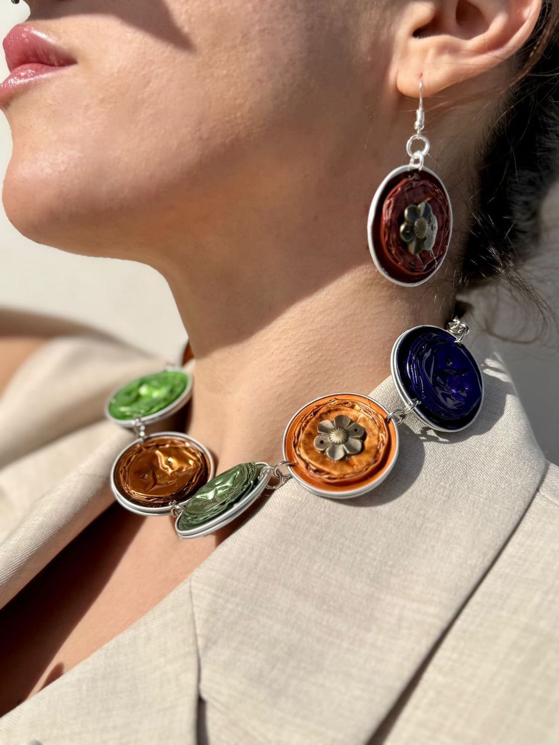 Set Of Double Nespresso Necklace &amp; Earrings / طقم عقد نسبرسو مزدوج و حلق