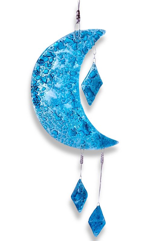 Glass Crescent Wall Hanging / 13*30 cm / علاقة حائط هلال من الزجاج