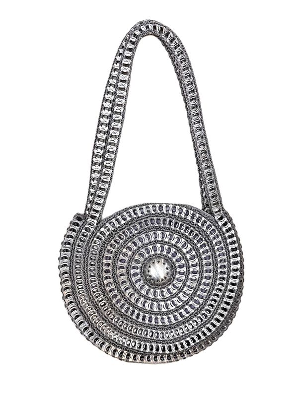 Short Hand Round Can Tabs Handbag / 25 cm / شنطة كانز مستديرة بيد قصيرة