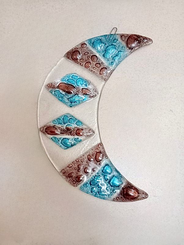 Glass Crescent Wall Hanging / 13*30 cm / علاقة حائط هلال من الزجاج