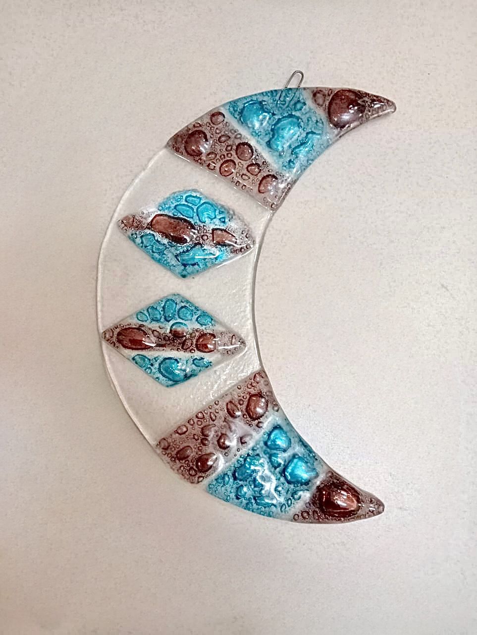 Glass Crescent Wall Hanging / 13*30 cm / علاقة حائط هلال من الزجاج