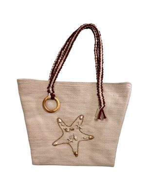 Weaving Bag With Stars And Shells / 40*45 cm / شنطة نسيج مضاف اليها نجوم و قواقع