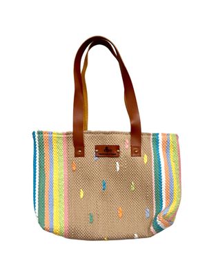 Woven Bag With Striped Colors / 35*45 cm /شنطة نسيج بالوان مقلمة
