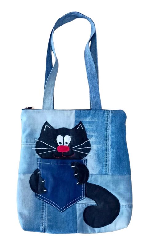 Bag With a Cat / 35*40 cm / شنطة بأبليك قط