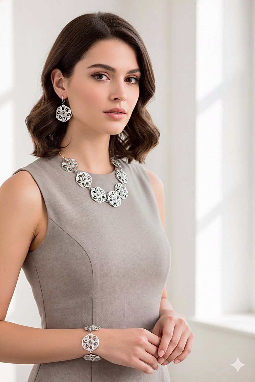 Can Tabs Set Of Necklace, Bracelet &amp; Earrings / طقم عقد و غويشة و حلق كانز