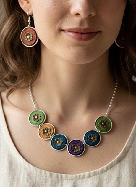 Set Of Double Nespresso Necklace &amp; Earrings / طقم عقد نسبرسو مزدوج و حلق