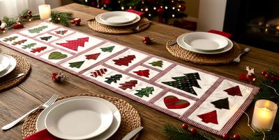 Ties Applique Table Runner / 50*170 cm / مفرش سفرة ابليك من الكراڤتات