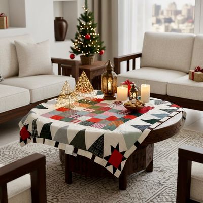 Patchwork &amp; Applique Table Cloth / 140 cm / مفرش سفرة باتشورك و أبليك