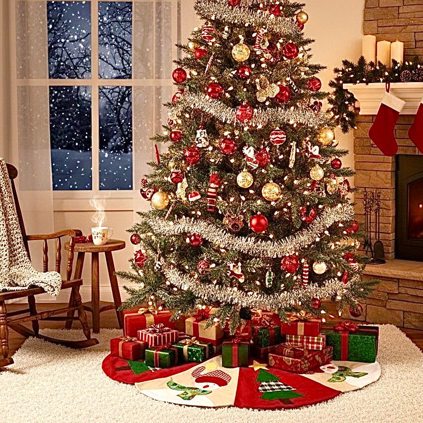 Applique Tree Skirt / 120 cm / قاعدة شجرة ابليك