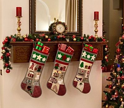 Patchwork &amp; Applique Big Stocking / 30*60 cm / جورب باتشورك و ابليك كبير