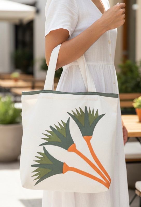 Bag With Lotus Applique / 40*40 cm / شنطة بابليك زهرة اللوتس