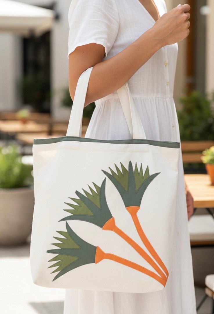 Bag With Lotus Applique / 40*40 cm / شنطة بابليك زهرة اللوتس