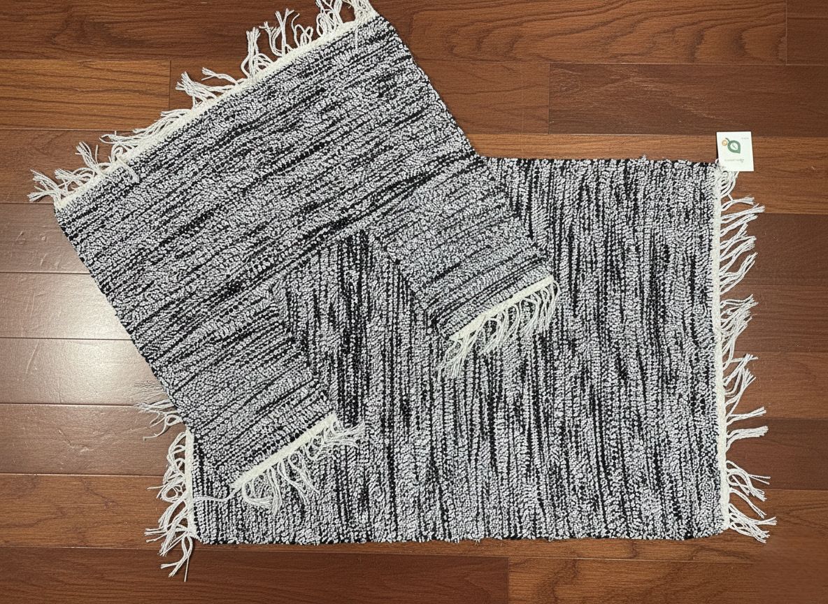  2 Pieces Bathroom Set ( Patterned ) / طقم حمام ٢ قطعة ( قماش منقوش ) / Rug 65*85 cm  دواسة + Toilet Seat Rug 55*65 cm دواسة تواليت