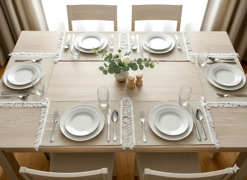 Set of 6 Woven Rags Placemats ( Plain)/ 35*45 cm / طقم سفرة قماش منسوج ٦ قطع ( لون سادة )