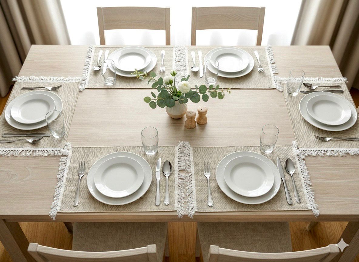 Set of 6 Woven Rags Placemats ( Plain)/ 35*45 cm / طقم سفرة قماش منسوج ٦ قطع ( لون سادة )