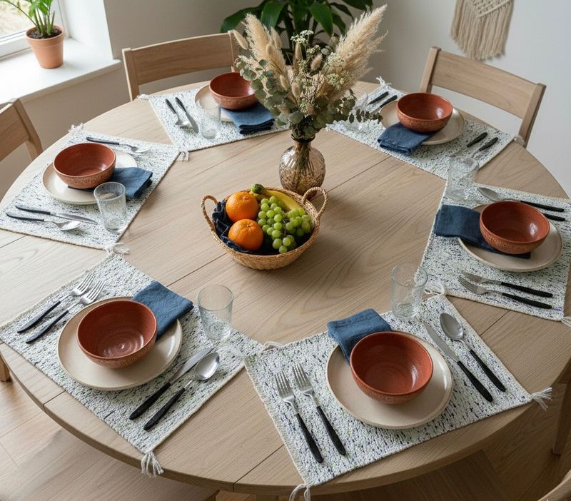 Set of 6 Woven Rags Placemats ( Patterned)/ 35*45 cm / طقم سفرة قماش ٦ قطع ( قماش منقوش )
