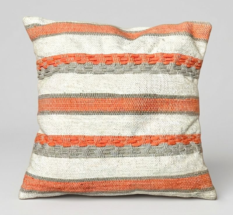 Thread &amp; Rags Cushion - With Filling / 45*45 cm / خددية نسيج خيوط مع قماش - بالحشو