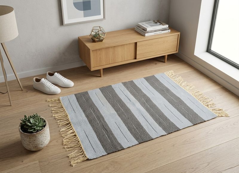 Woven Rug ( 2 Colors Striped - Flash ) / 70*100 cm / دواسة نسيج ( مقلمة٢ لون - بقطع صغيرة )