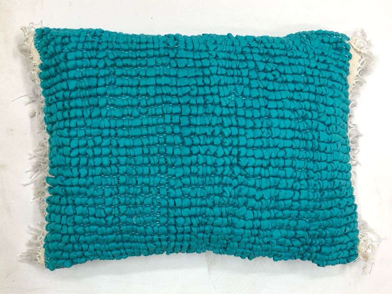 Woven Rag Cushion ( Knots Weaves) - With Filling / 40*50 cm / خددية نسيج ( غرزة كرة ) - بالحشو