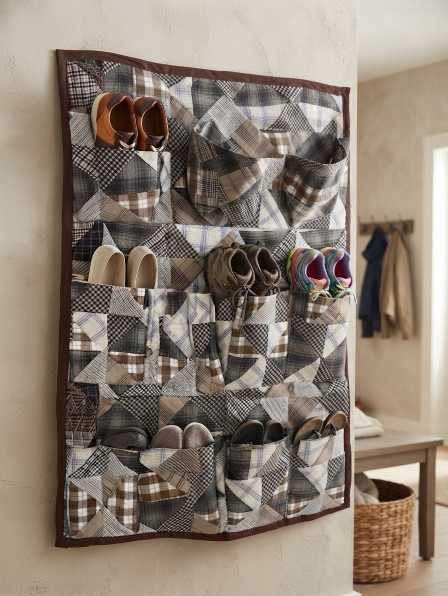 12 Patchwork Pockets Hanger  (Shoe Pockets ) / 60*75 cm / علاقة باتشورك ب ١٢ جيب ( جزامة )