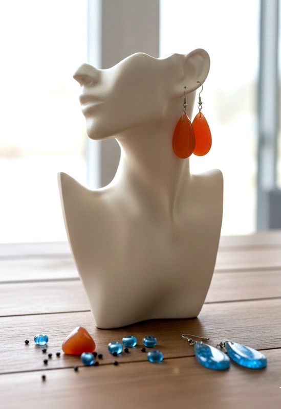 Droplet Shape Glass Earring / حلق زجاج شكل قطرة