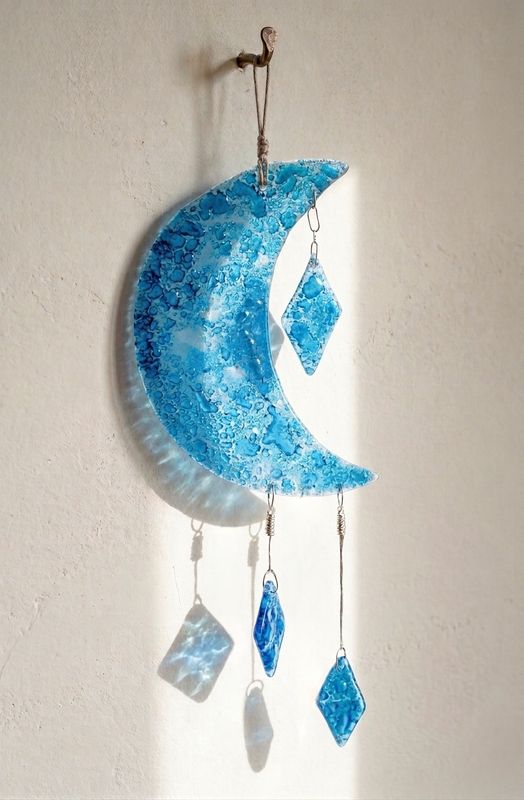 Glass Crescent Wall Hanging / 13*30 cm / علاقة حائط هلال من الزجاج
