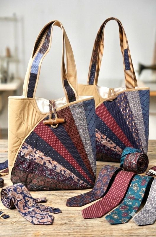 Patchwork Ties Fan Bag / 40*40 cm / شنطة باتشورك كرافتات مروحة