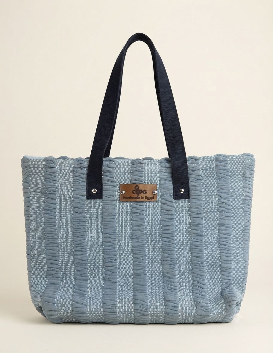Woven Bag ( Diana ) - With Leather Handel / 35*45 cm /  شنطة نسيج ( ديانا ) - بيد جلد