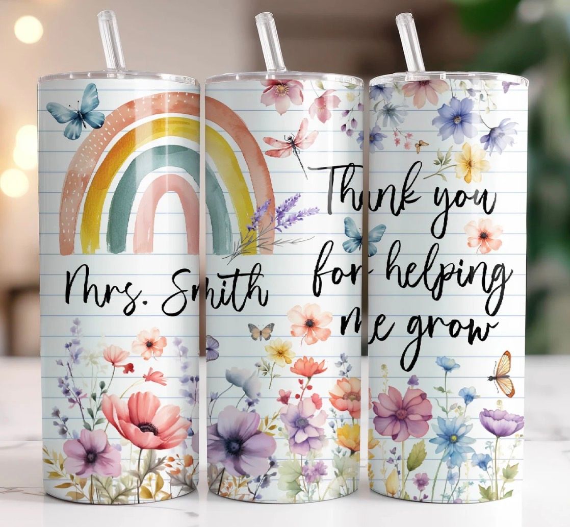Floral Rainbow Tumbler