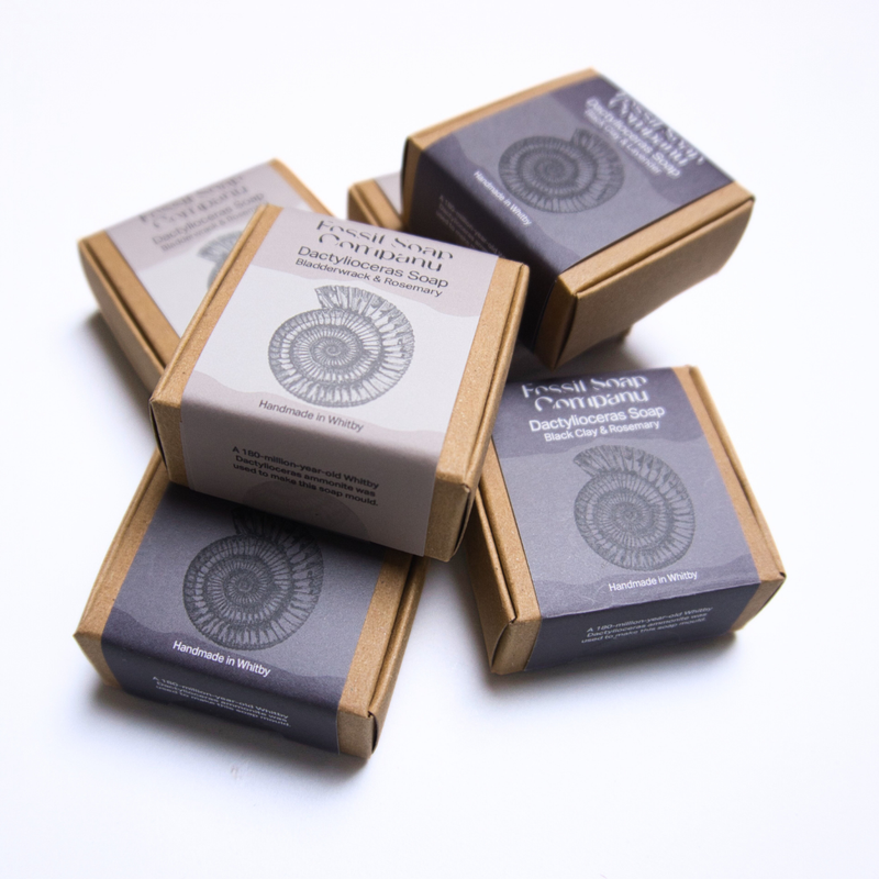 SIX INDIVIDUALLY-BOXED DACTYLIOCERAS SOAPS -FOSSIL SOAP COMPANY