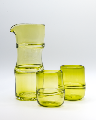 Bamboo Glass Flask w/ 2 Glasses - Vicky Higginson