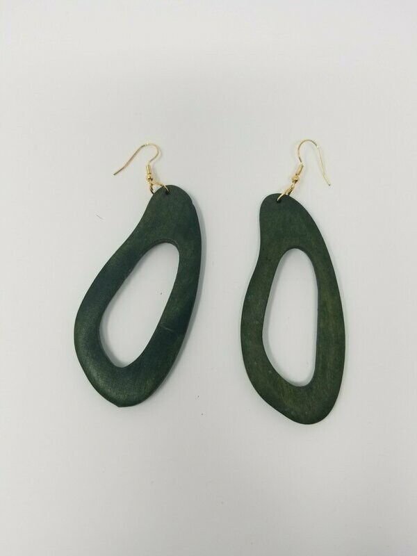 Green Wooden Earrings