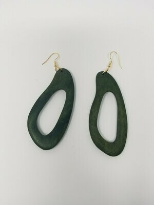 Green Wooden Earrings