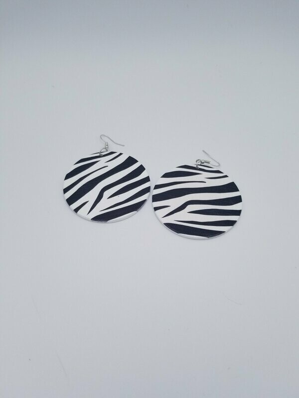 Zebra Wooden Earrings