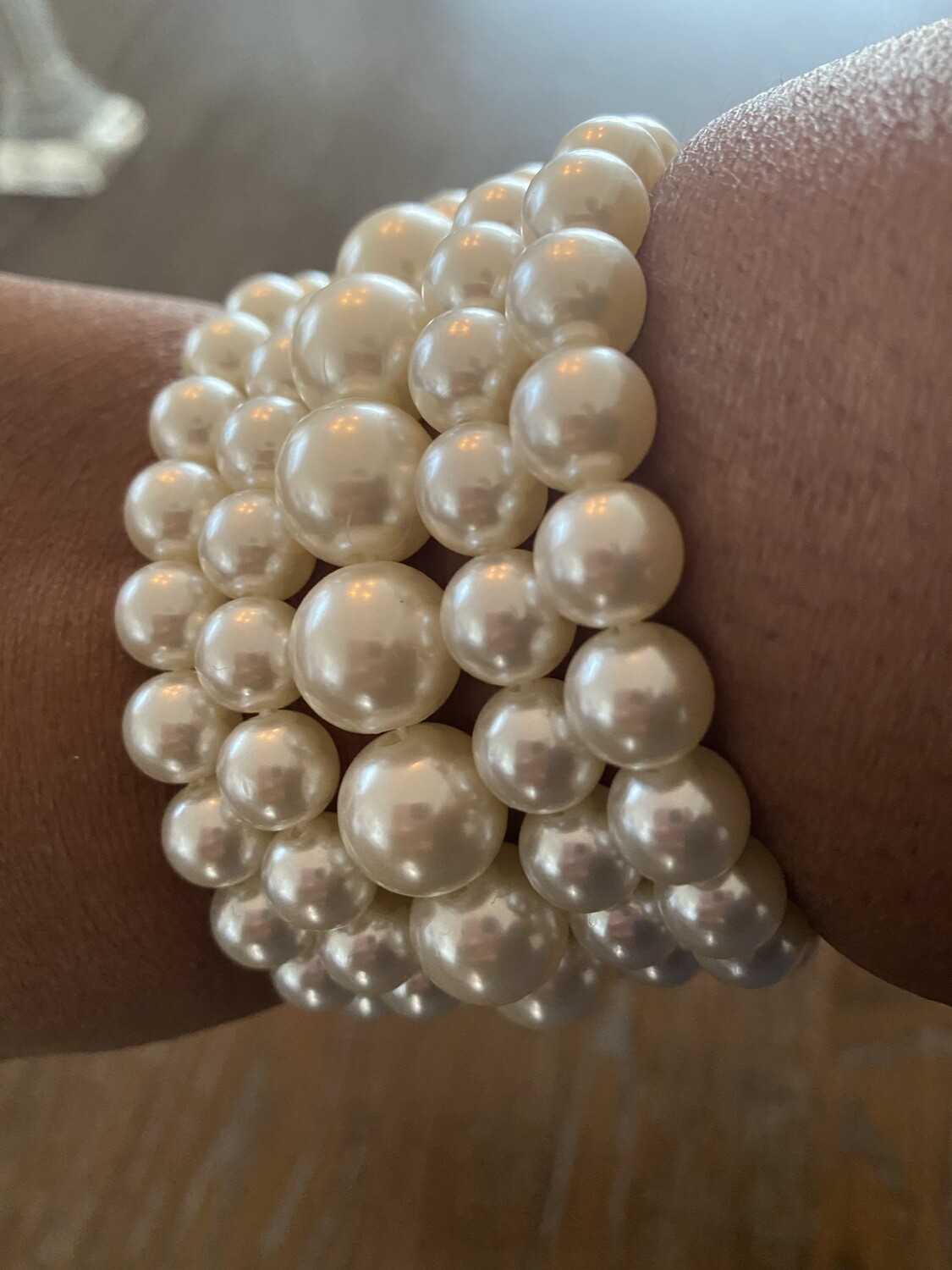 Five Pearl Stacked Bracelets