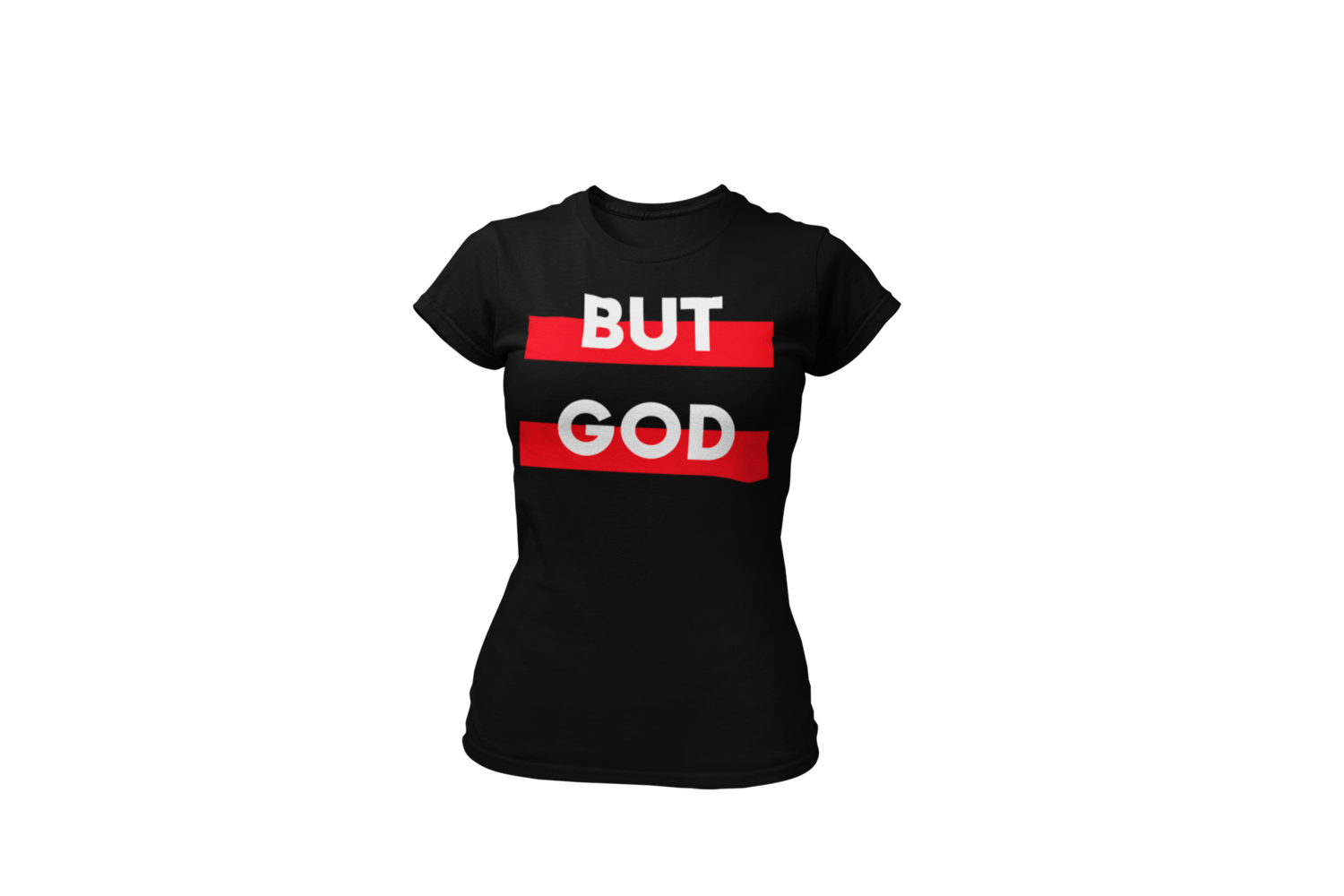 BUT GOD Red & White | Black T-Shirt