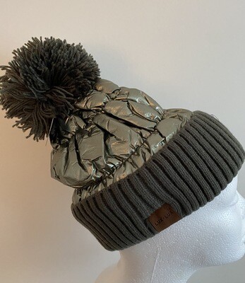 Puffer Knit Pom Pom Beanie Hat  | Trendy Accessories | Unique Gifts | Stylish Hats | Sorority Gifts
