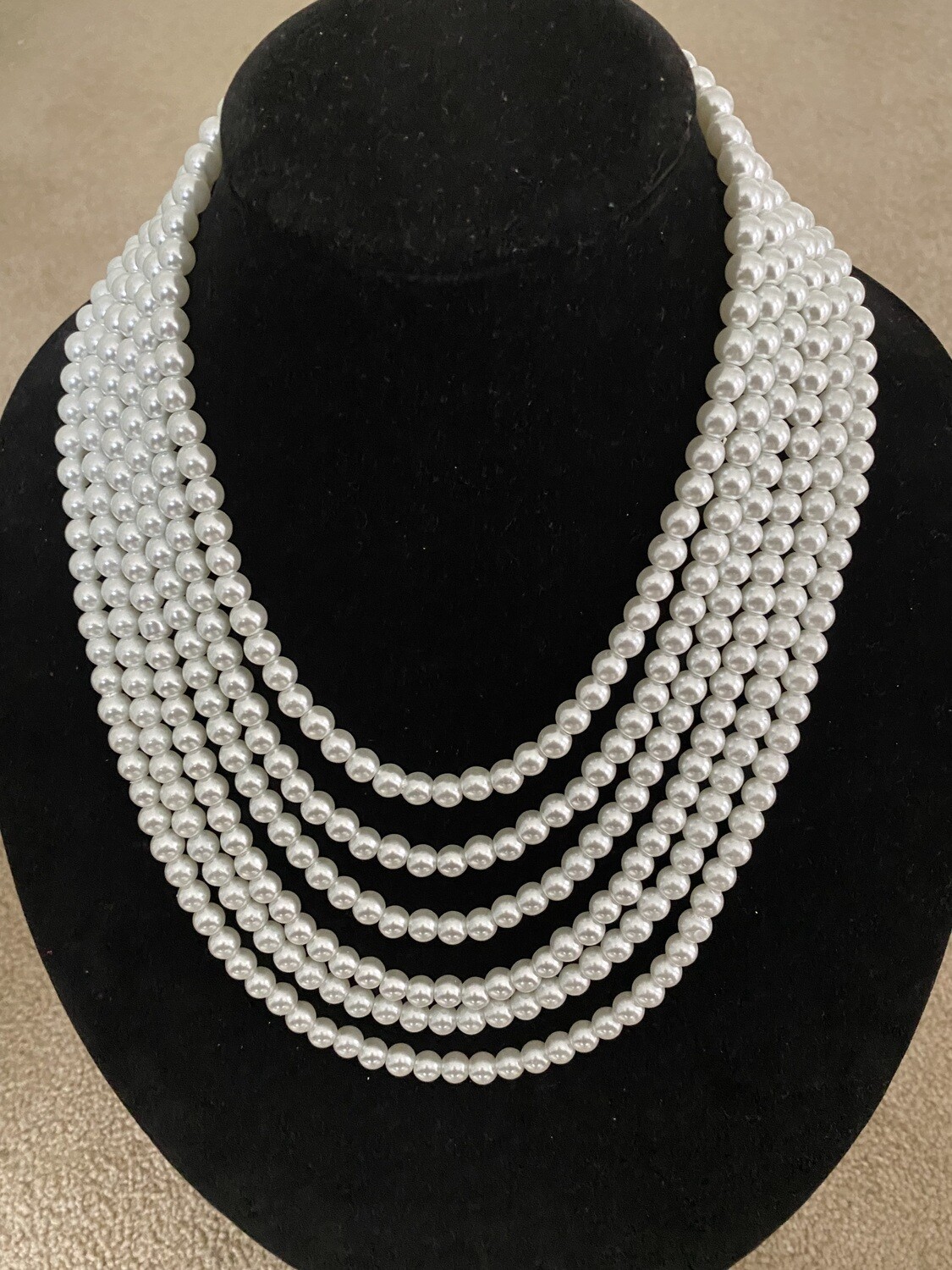 Elegant Pearl Six Row Necklace | Drop Earrings| Jewelry| Birthday Gifts| Mother's Day Gifts| Holiday Gifts| Sorority Gifts| Wedding Jewelry