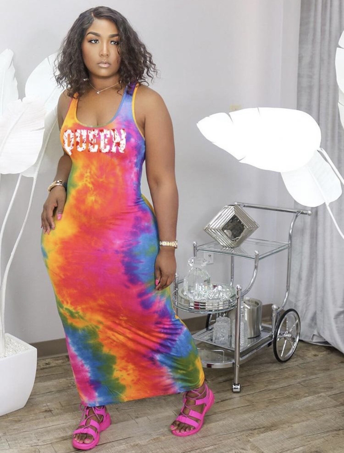 Casual Tie Dye Sleeveless Maxi Dress