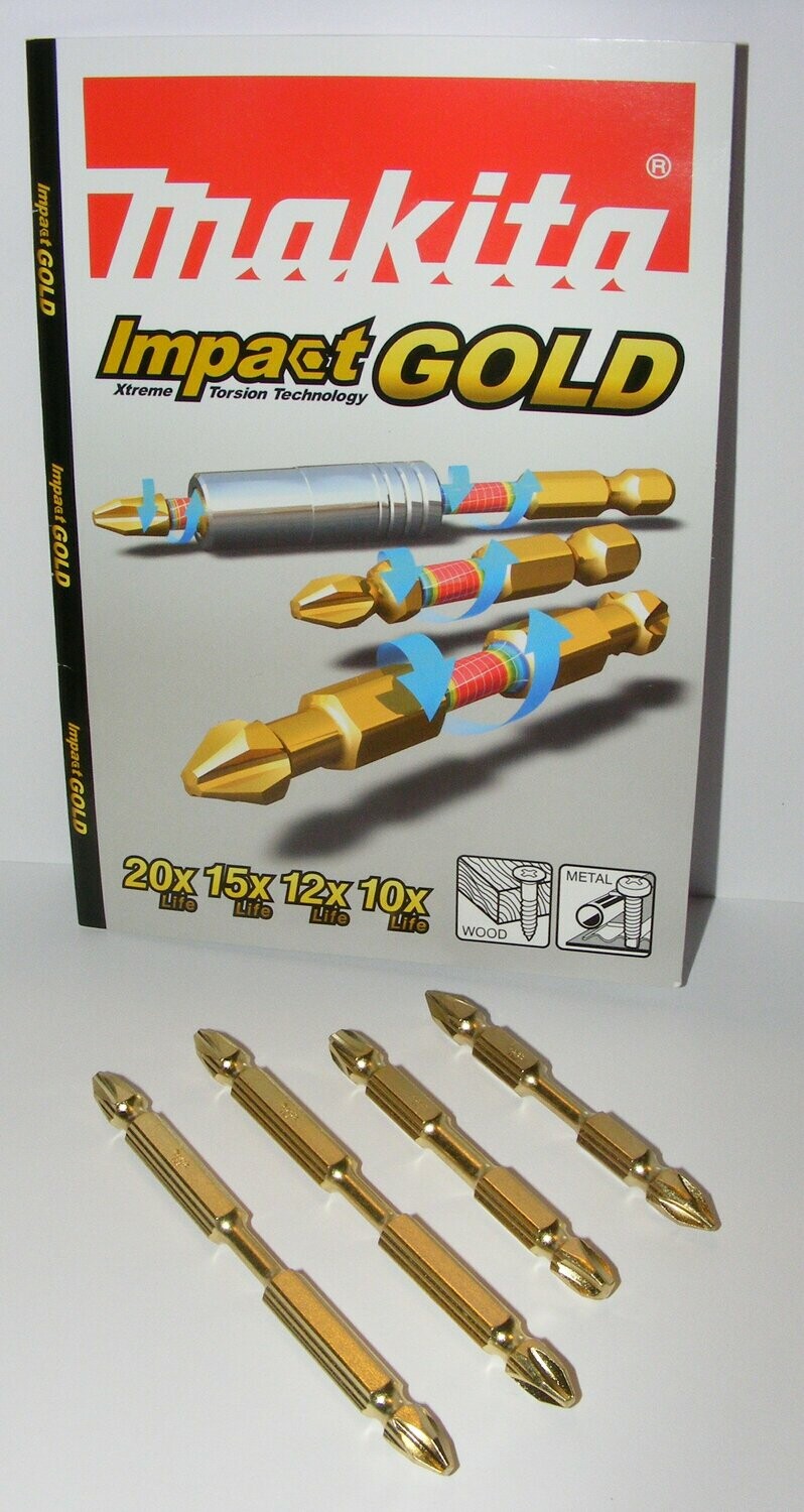 MAKITA Impact Gold Torsion 4 Piece PH Bit Set (B-45129 B-45141 B-45163 x